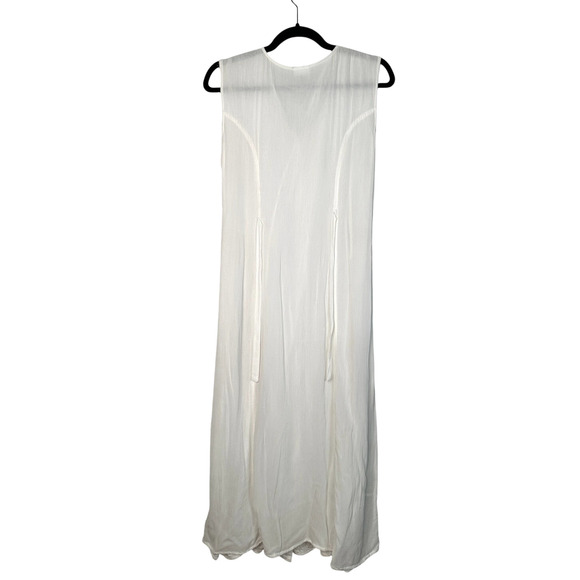 Sezane Vintage M Embroidered Button Front Midi Dress Rayon Cottagecore White - Picture 5 of 8